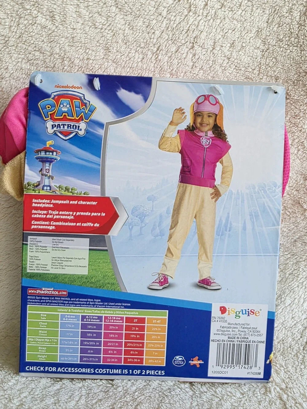 New toddler girl 3t/4t / 6 Paw Patrol Skye Halloween Costume Jumpsuit, headpiece
